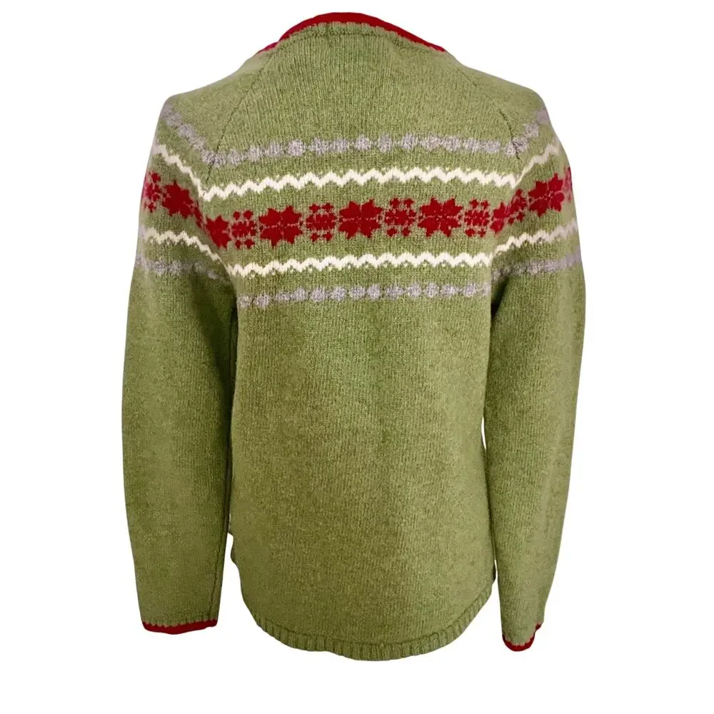 Vintage Y2K Old Navy 100% Lambswool Nordic Fair Isle Pullover Sweater Preppy